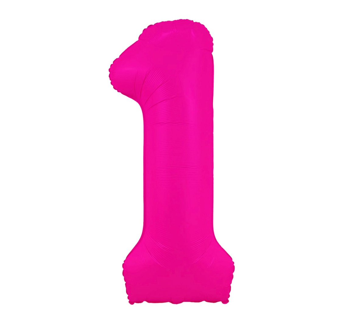 Large Number Hot Pink Neon Balloons 34"