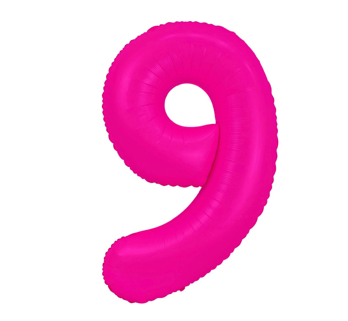 Large Number Hot Pink Neon Balloons 34"