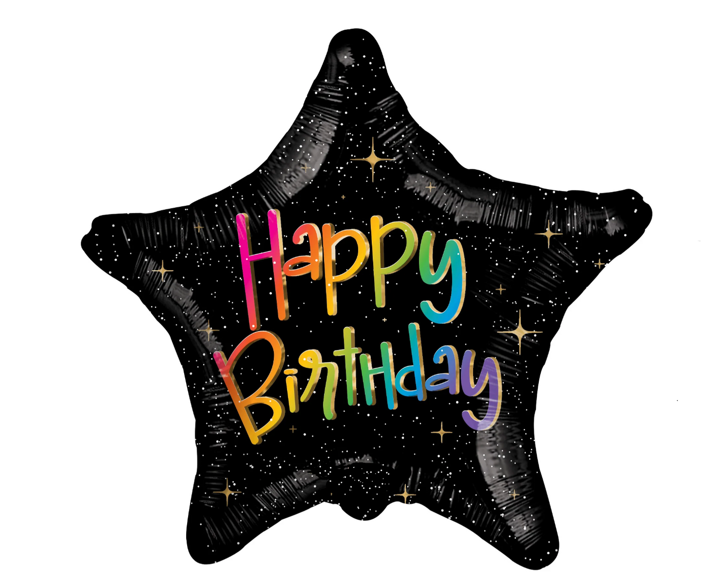 Happy Birthday Black Star Helium Foil Balloons 18''