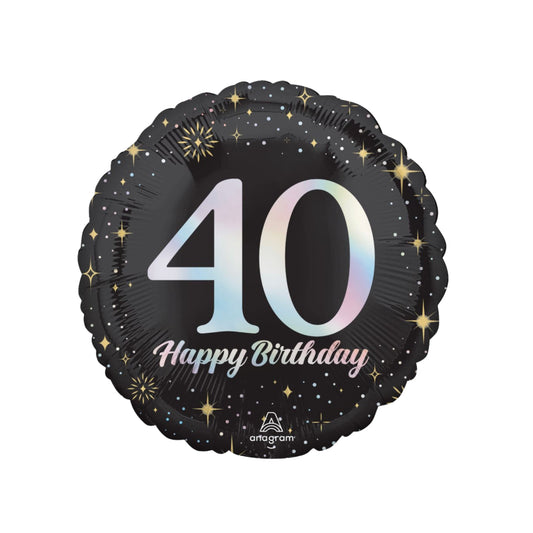 Sparkling 40th Birthday Balloon 17''