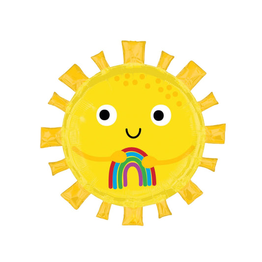 Happy Rainbow Sun Super Shape Foil Balloon 28"