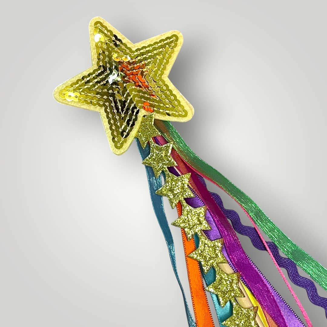 Unicorn Ribbon Wand: Gold & Rainbow