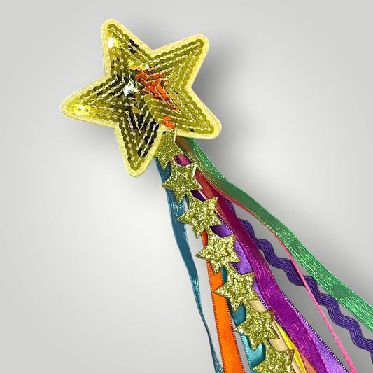 Unicorn Ribbon Wand: Gold & Rainbow